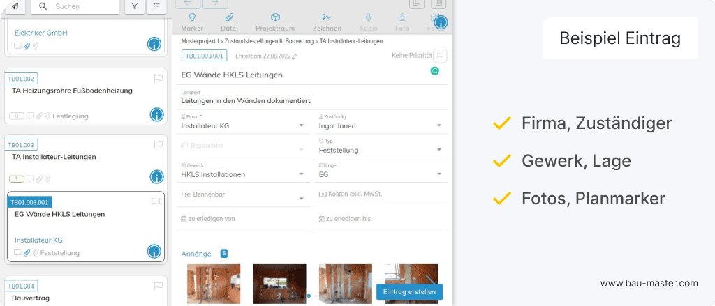 Zustandsfestellung mit BauMaster