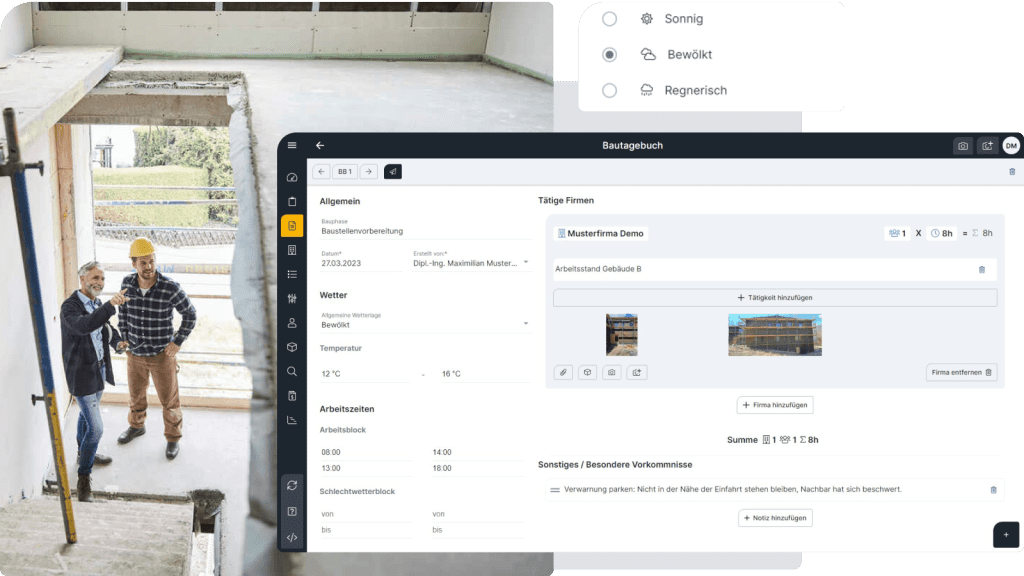 Bautagebuch App Screen3
