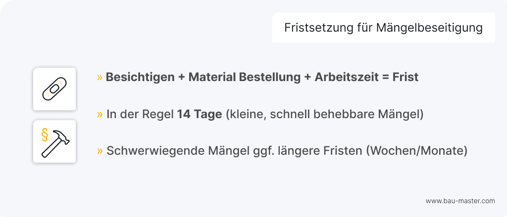 Mängelrüge Nachfristen