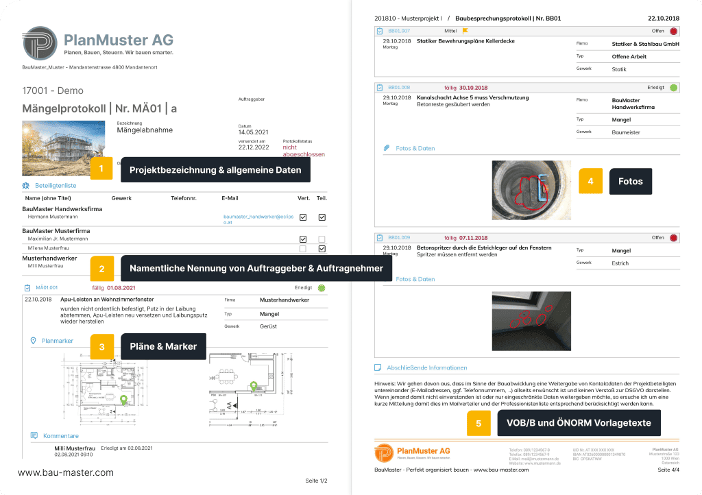 Mängelrüge Protokoll BauMaster