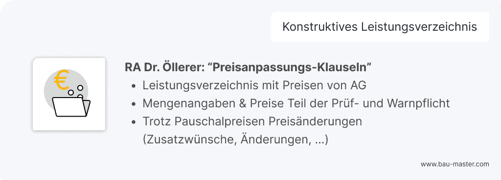 Nachgefragt Baurecht konstruktives Leistungsverzeichnis
