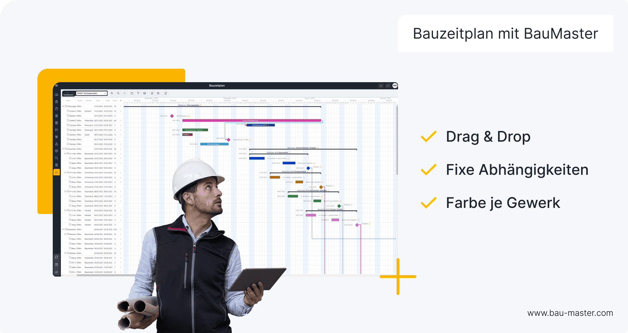 Bauzeitenplan digital erstellen Vorteile