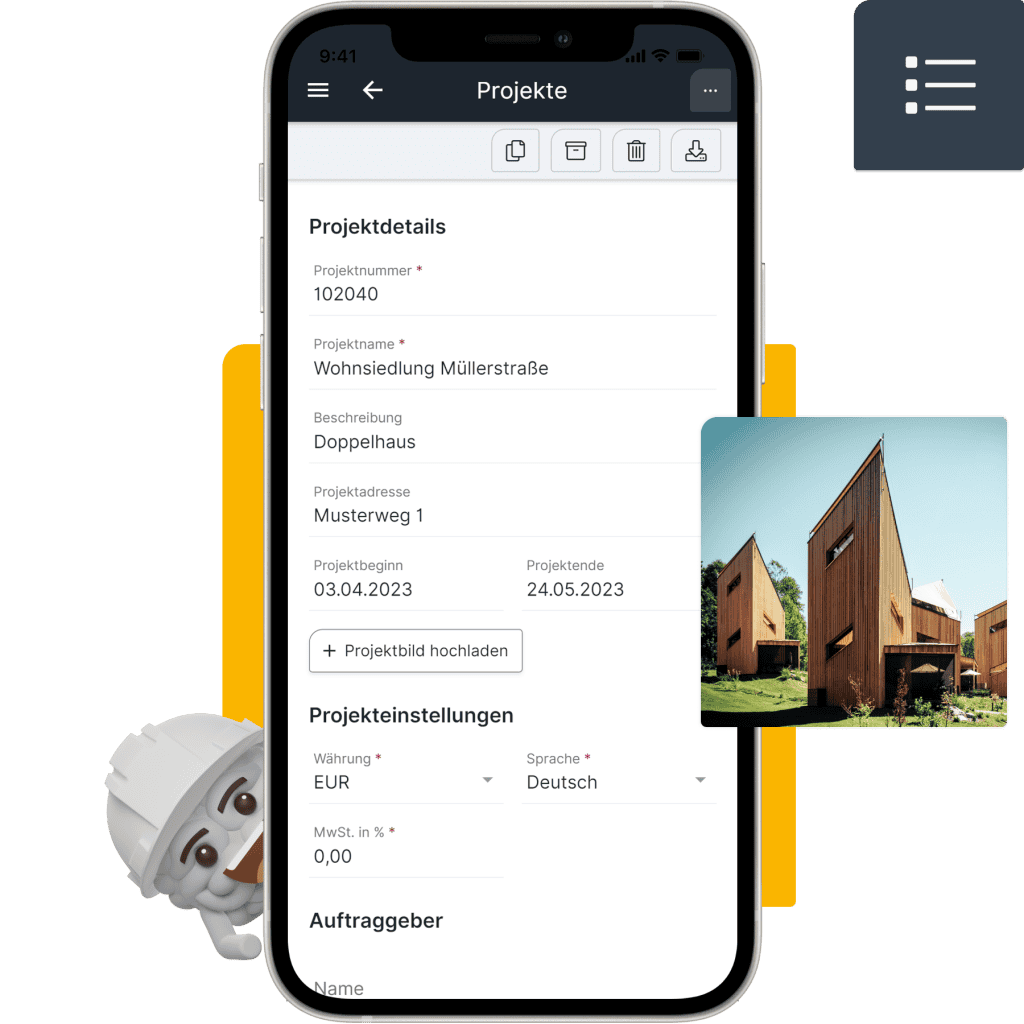 Projektverwaltung Header