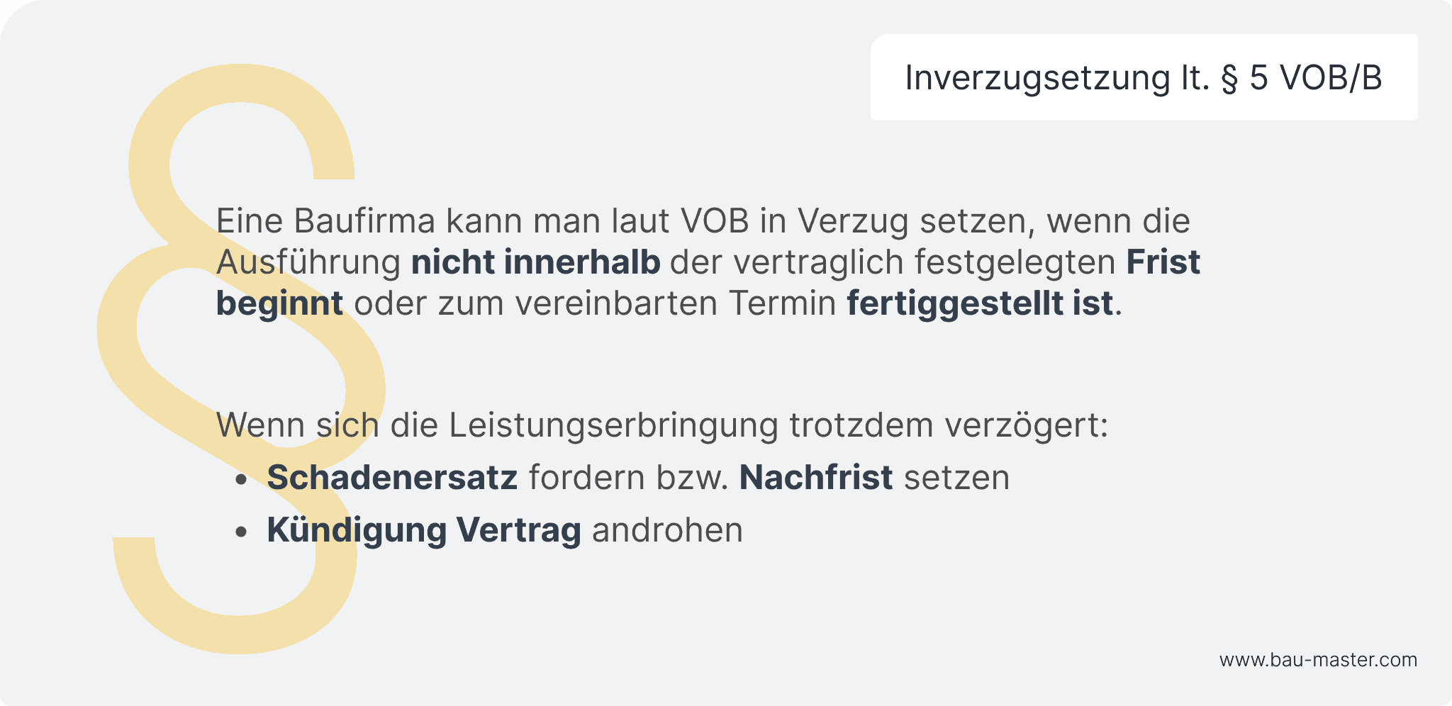 Inverzugsetzung lt §5 VOB