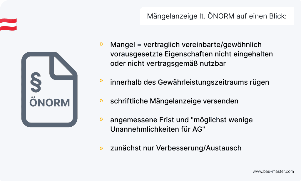 Mängelanzeige ÖNORM Zusammenfassung