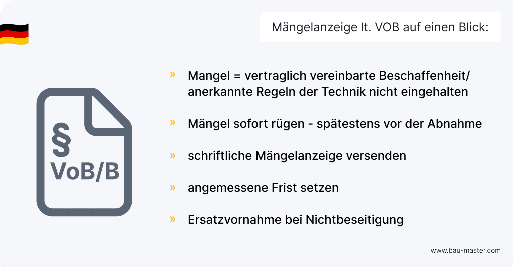 Mängelanzeige VOB Zusammenfassung