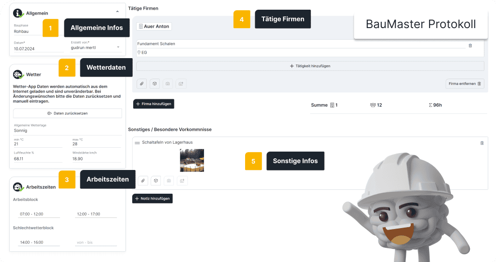 Bautagebuch Software Beispiel