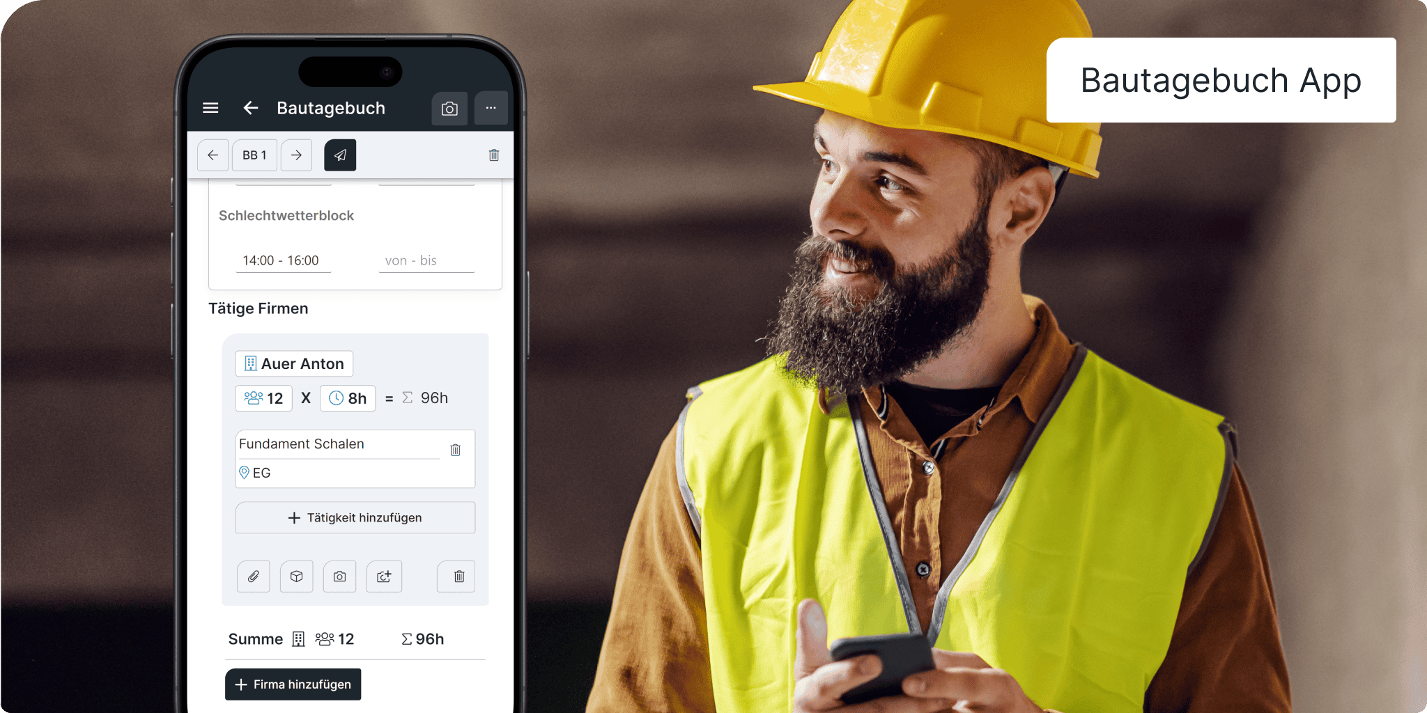 Bautagebuch Software Funktionen