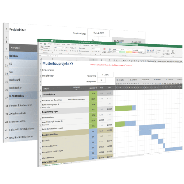 Bauzeitenplan Excel Vorschau