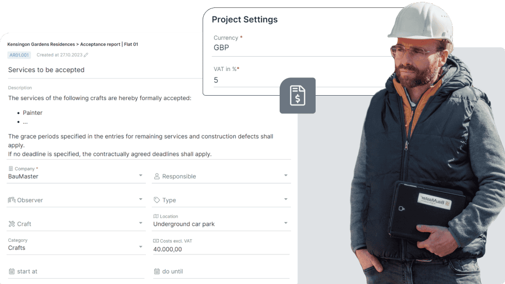 Construction cost management software - Screen 1