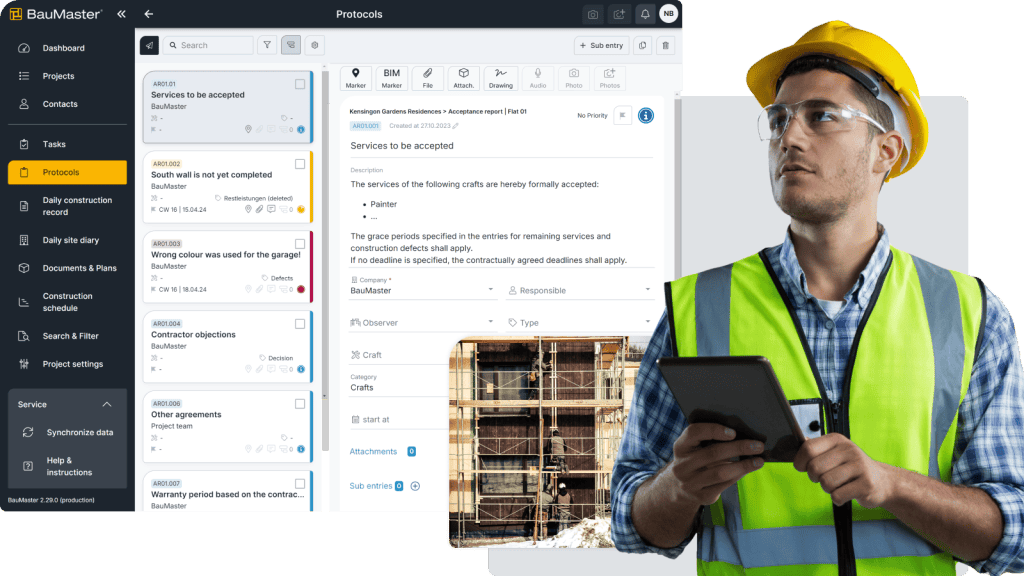 Construction documentation software - Screen 1