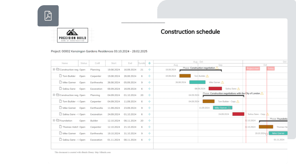 Construction scheduling software - Screen 3